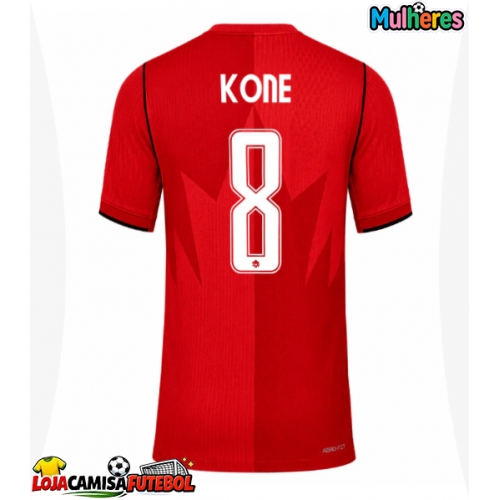 Camisa de Futebol Canadá Ismael Kone #8 Equipamento Principal Mulheres Mundo 2026 Manga Curta